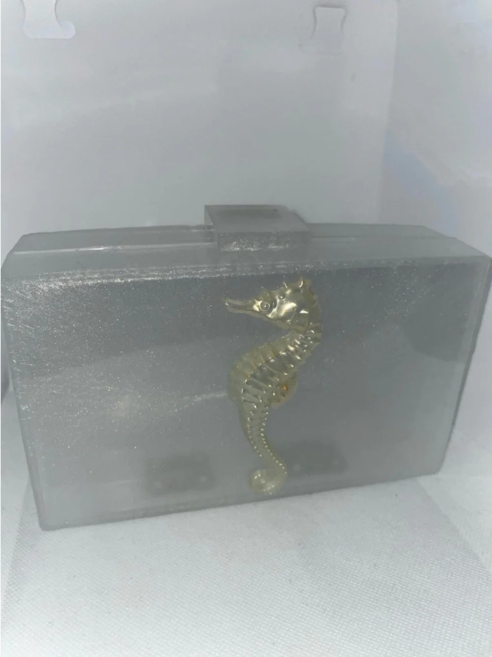 Ocean Bag -Iridescent Resin Seahorse Clutch Handbag
